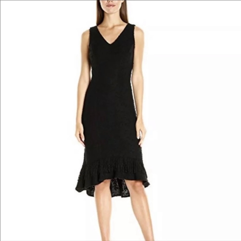 NWT NANETTE LAPORE-High Low Bottom Hem Fringe V Neck Dress Sz10
